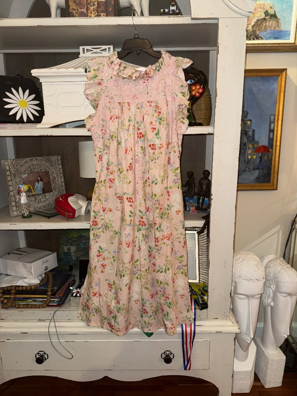 mi golondrina Olivia long floral dress ruffled sleeve neck XL